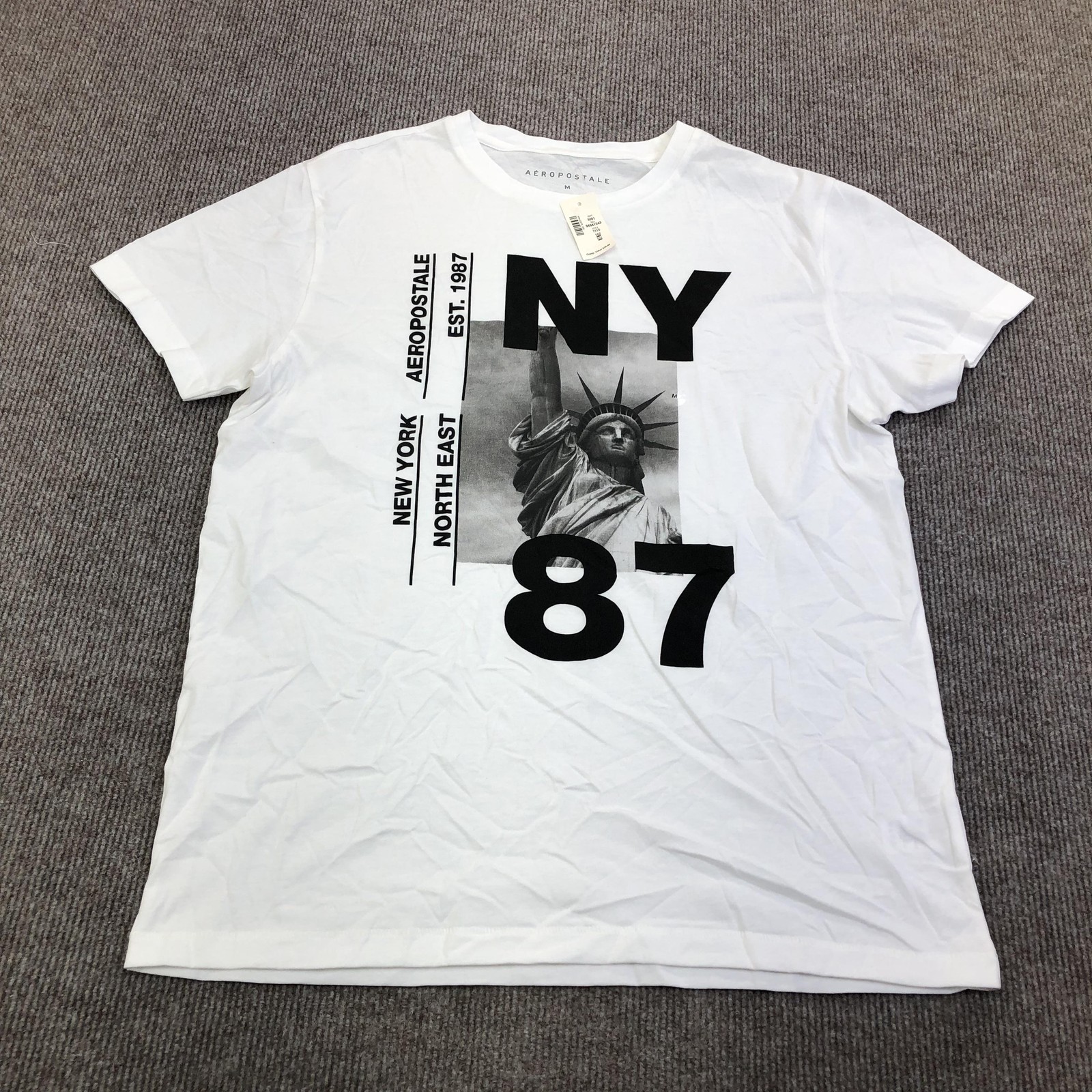 Aeropostale Shirt Mens Medium White NY 87 Statue Of Liberty Graphic Tee Tagless