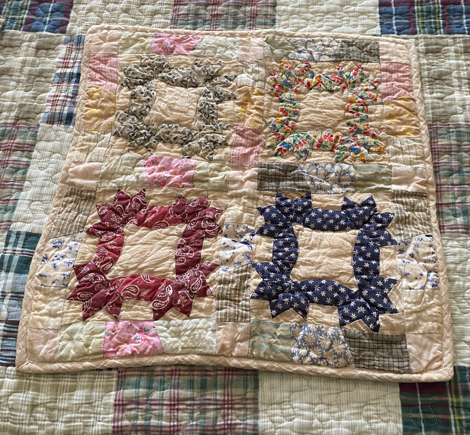Primitive Farmhouse Patchwork Wall Quilt Table Topper Primitive Farmhouse Patchwork Wall Quilt Table Topper