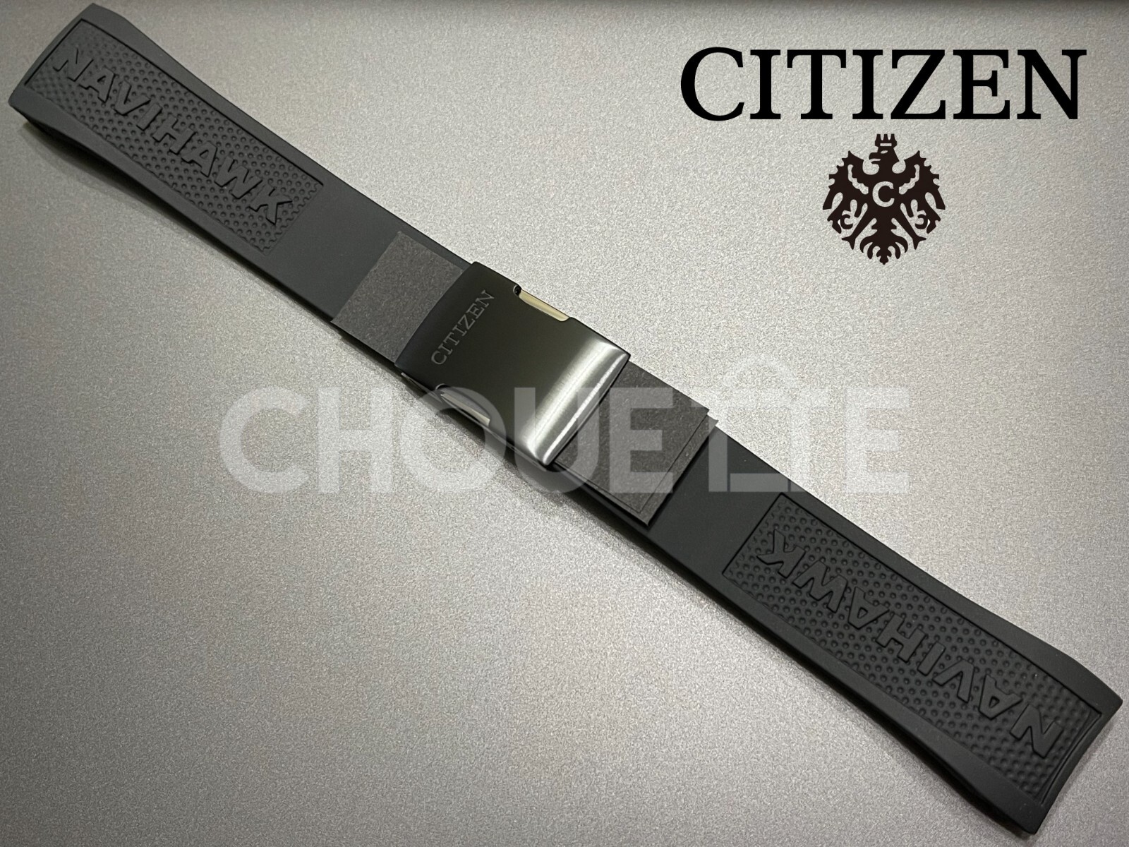 Citizen Navihawk U680-S087881, JY8035-04E 23mm Black Rubber Watch Band with PINS