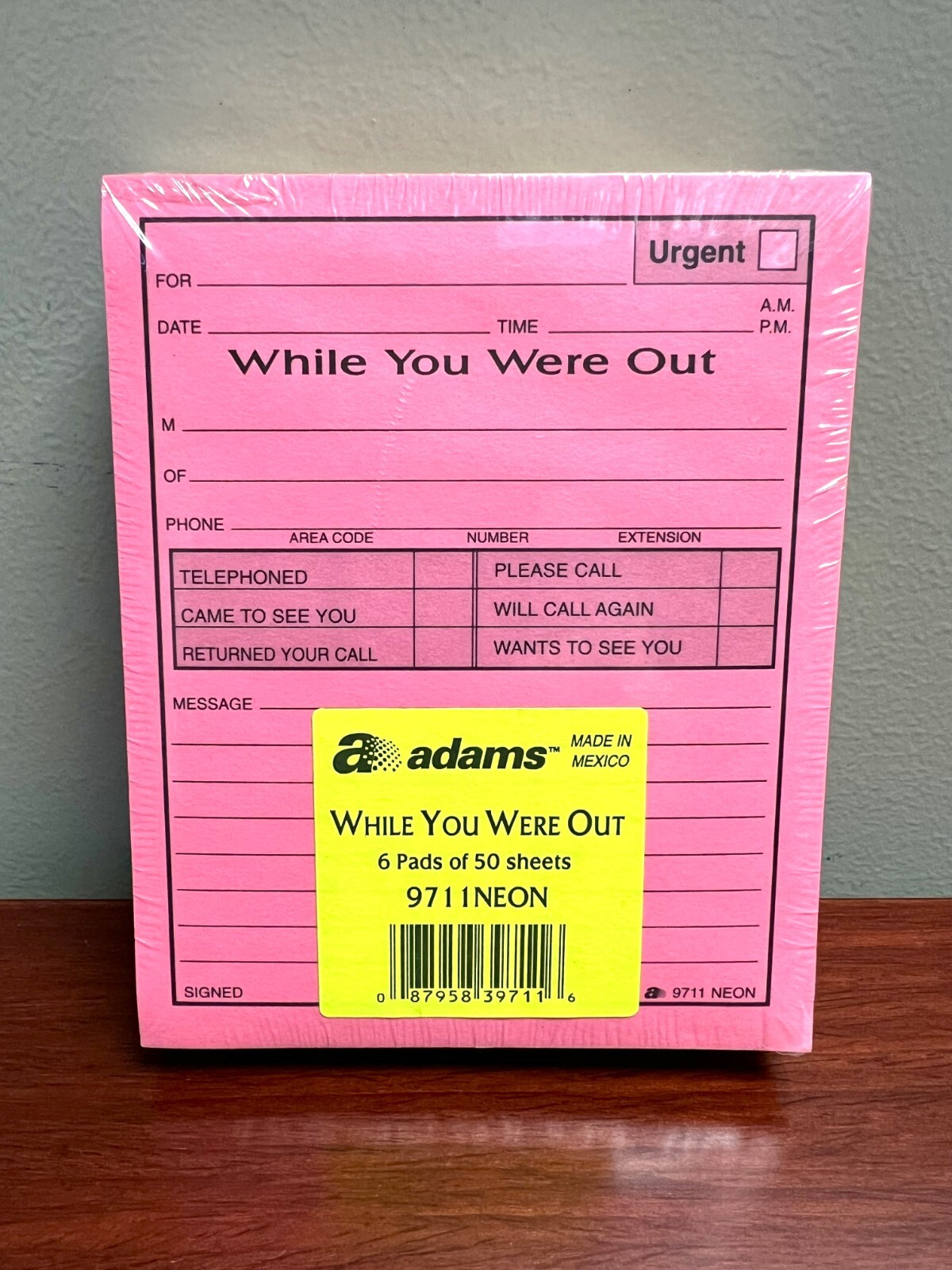 NEW Adams *While You Were Out* Message Note Pads 6 x 50 sheets - 3 Neon Colors NEW Adams *While You Were Out* Message Note Pads 6 x 50 sheets - 3 Neon Colors