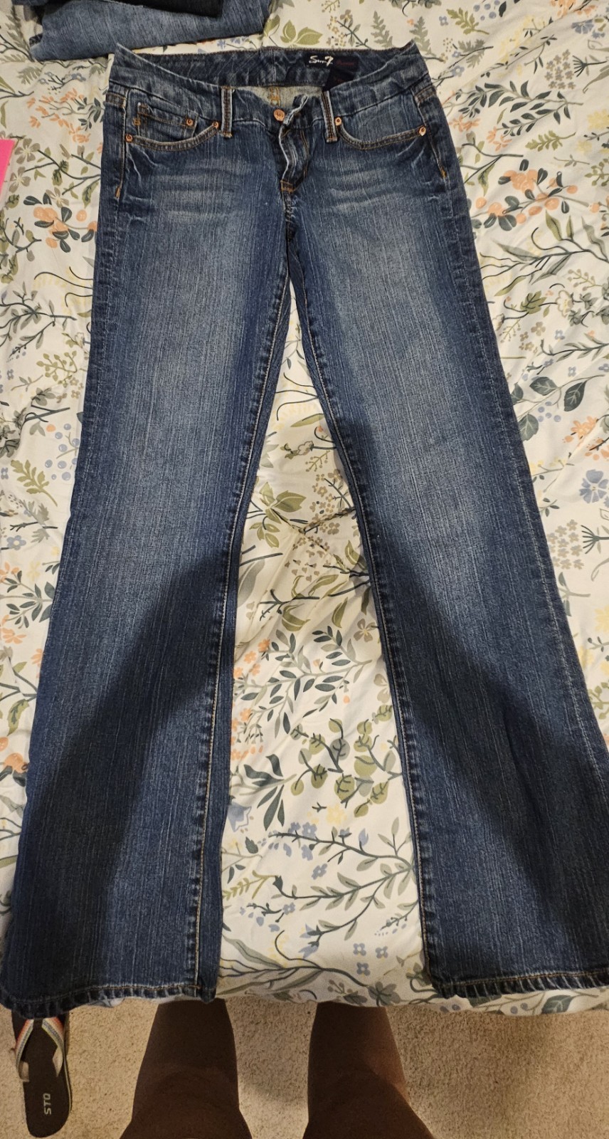 Y2K VINTAGE Seven7 Women\'s Bootcut Blue Medium Wash Denim Regular Fit 5-Pocket