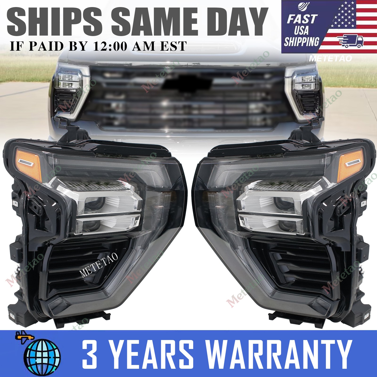 Left or Right For 2024-2026 Chevrolet Chevy Silverado 2500 3500 LED Headlight