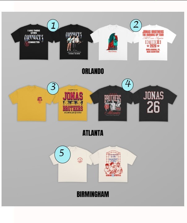 Jonas Brothers US Tour 2026 Concert T-Shirt Sept Oct City Merch Reprint