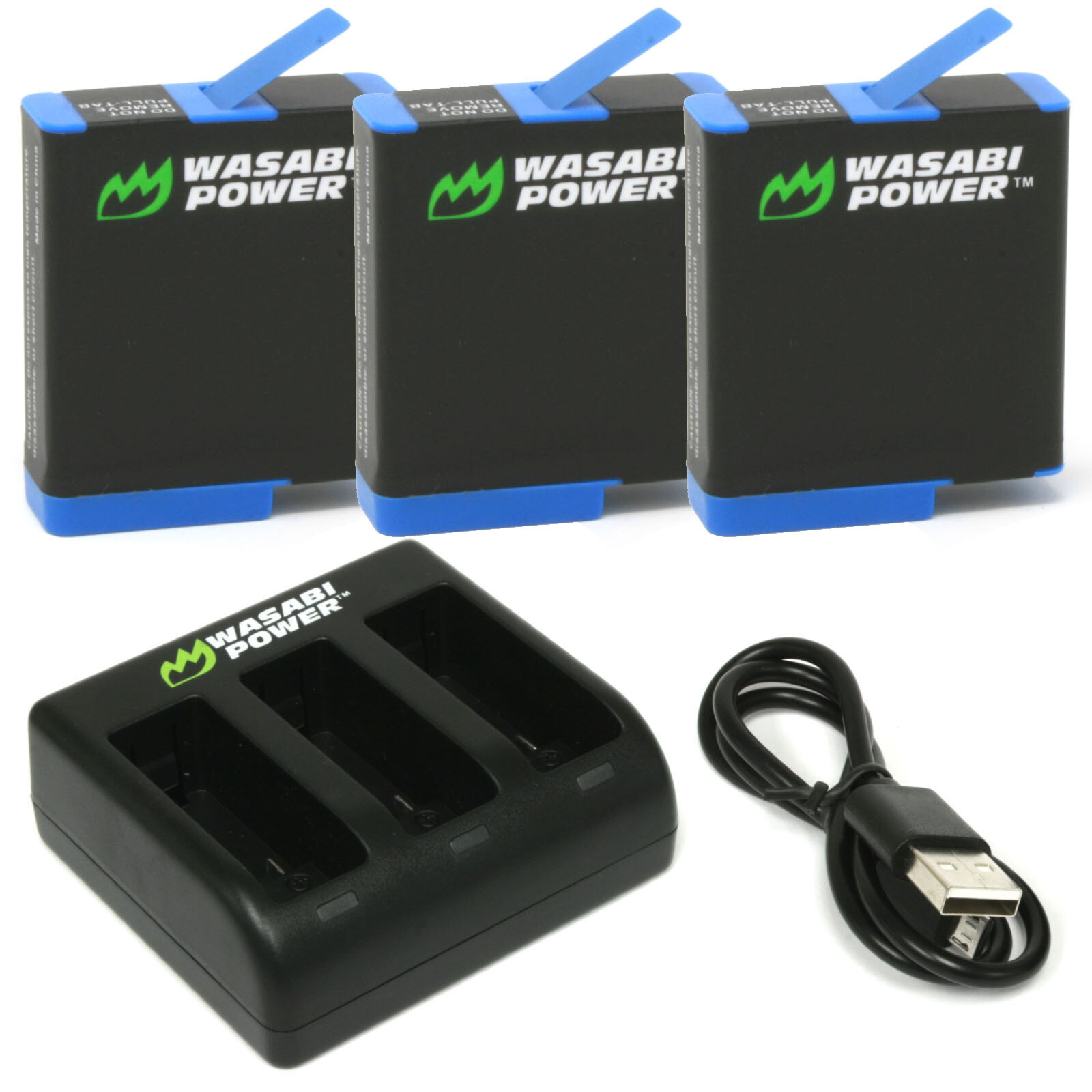 Wasabi Power Battery (3-Pack) and Triple Charger for GoPro HERO8 Black Wasabi Power Battery (3-Pack) and Triple Charger for GoPro HERO8 Black