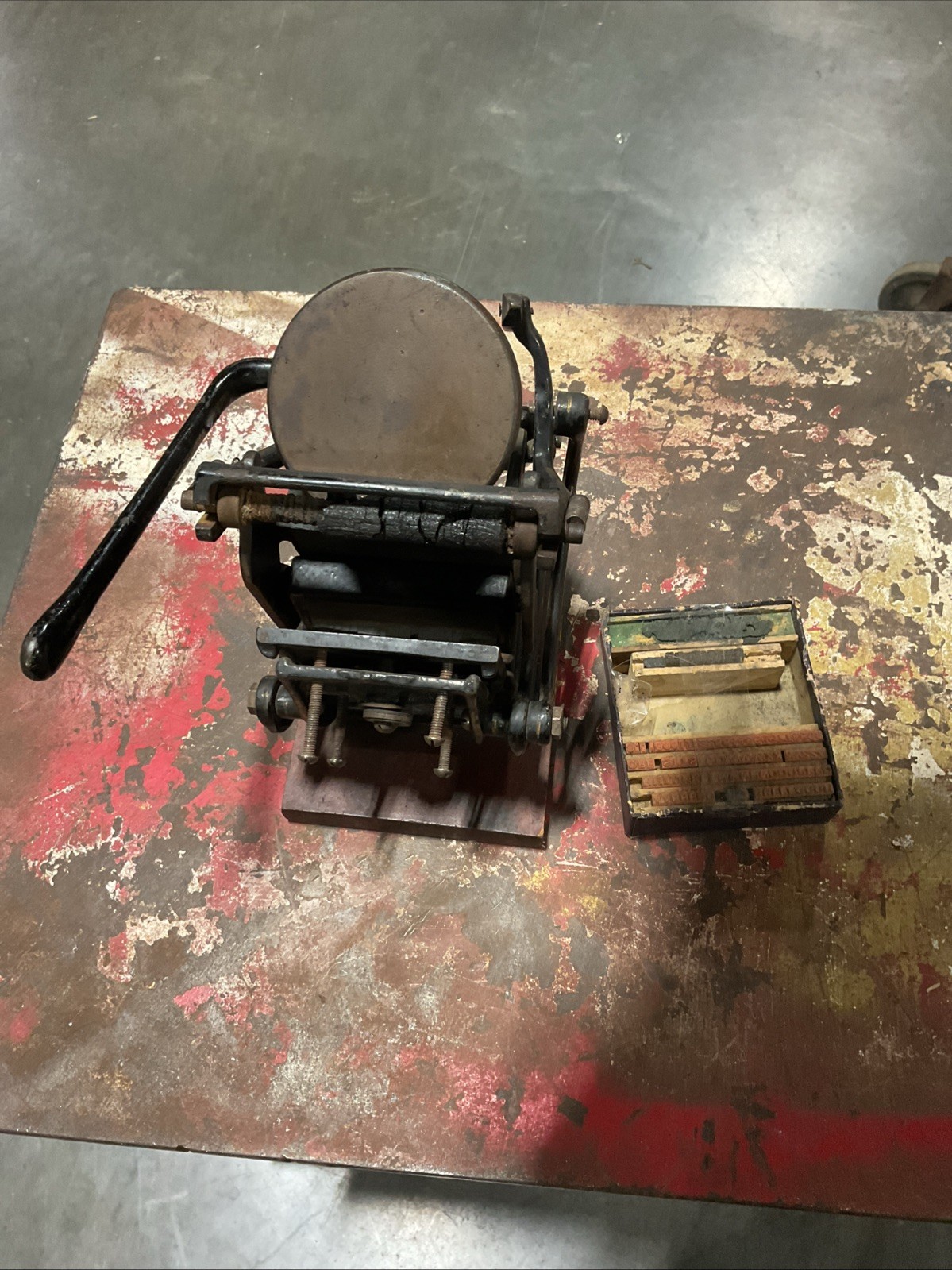 Vintage Antique Small 3x5 Letterpress Tabletop Printing Press 4” X 5” X 8”