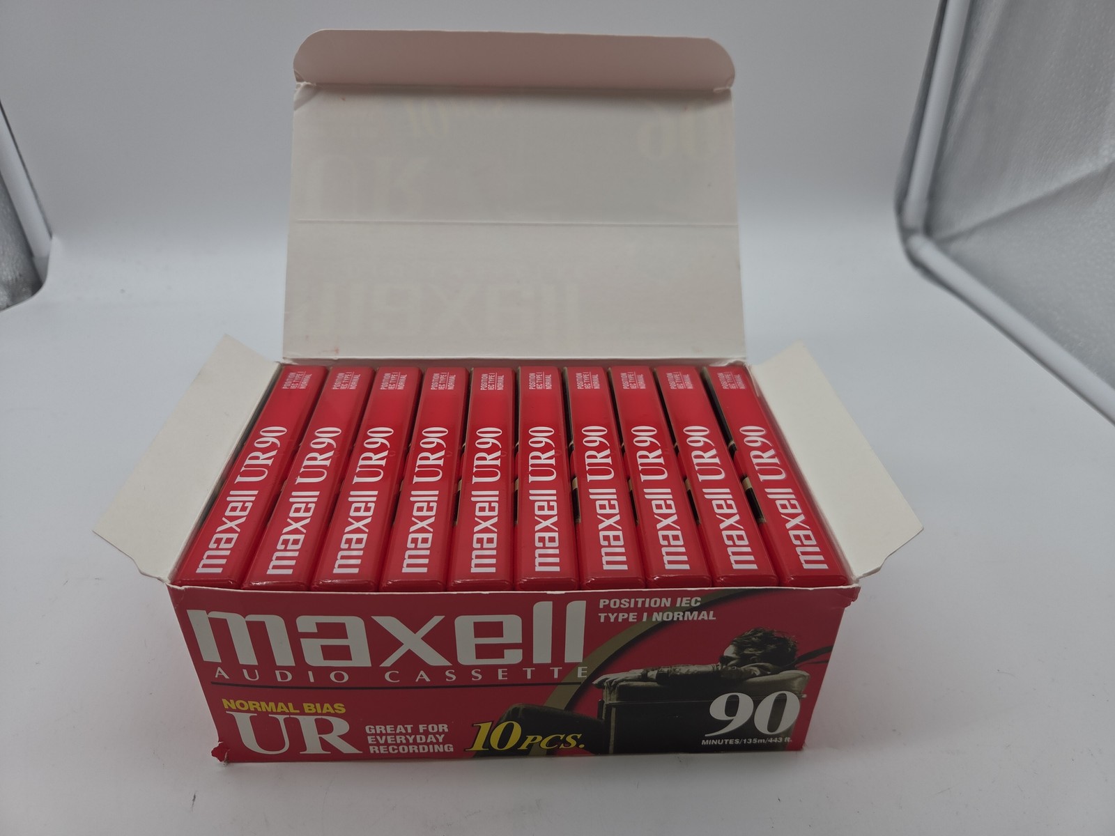 Sealed Pack Of 10 Maxell UR 90 Minute Blank Audio Cassette Tapes Normal Bias