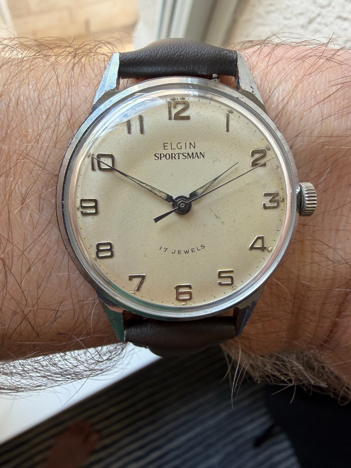 Vintage Elgin Sportsman 17 Jewel Manual Wind 33mm Swiss Watch Serviced