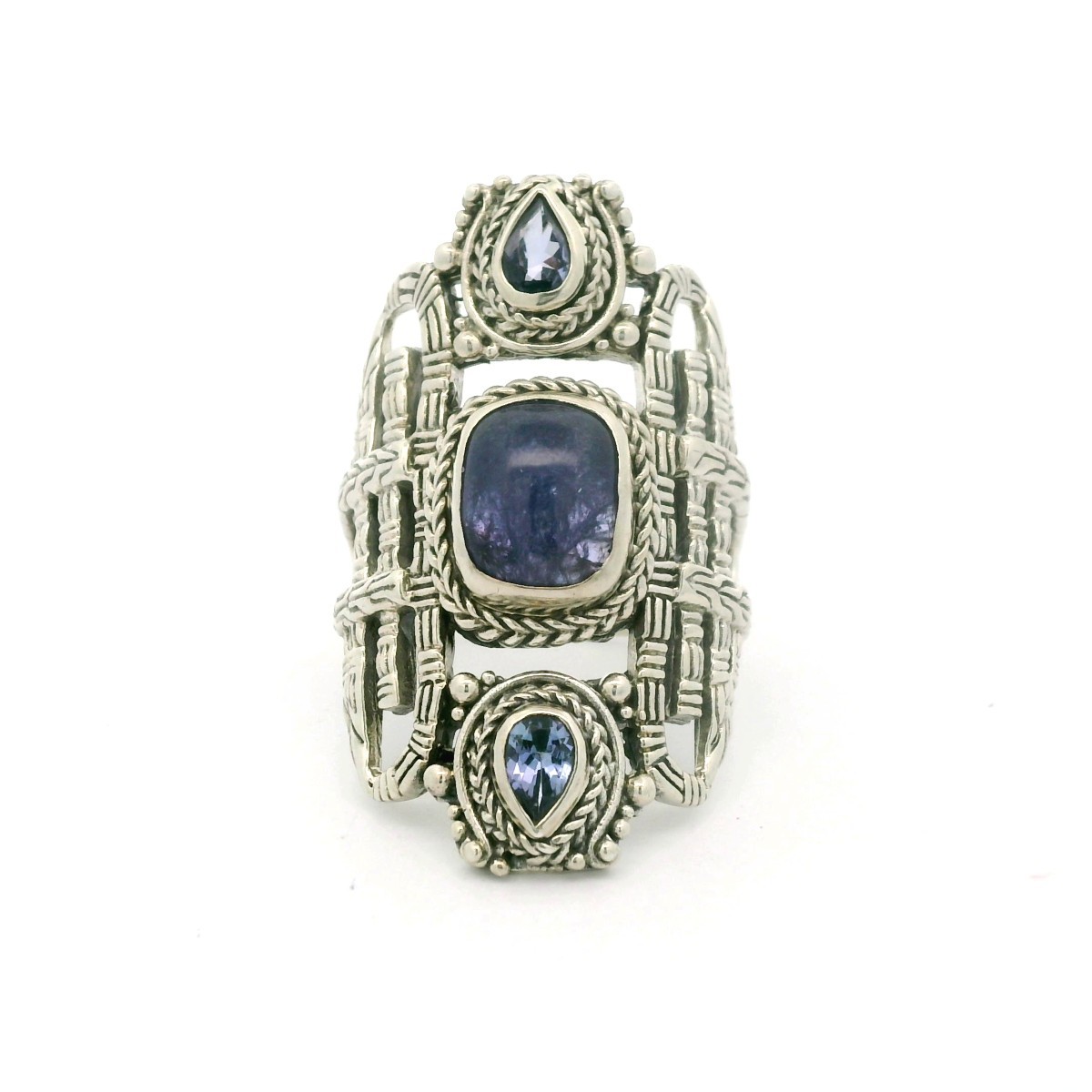 SARDA Sterling Silver Blue Stone Cocktail ring - Size 12 (C31038425)