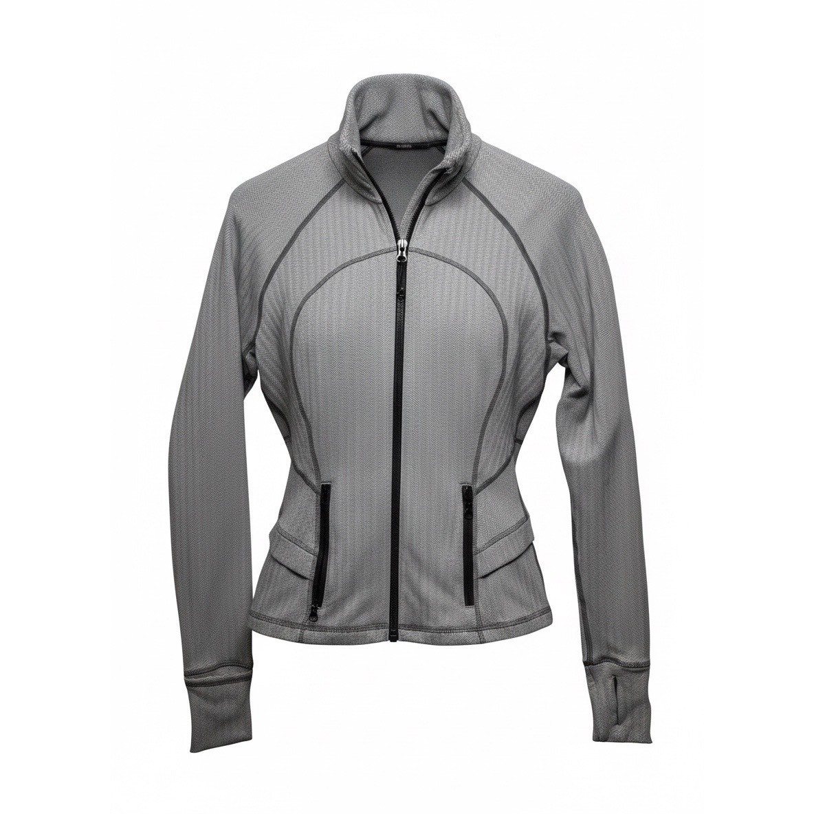 Lululemon Hustle In Your Bustle Jacket Grey Herringbone Peplum Full Zip, Size 6