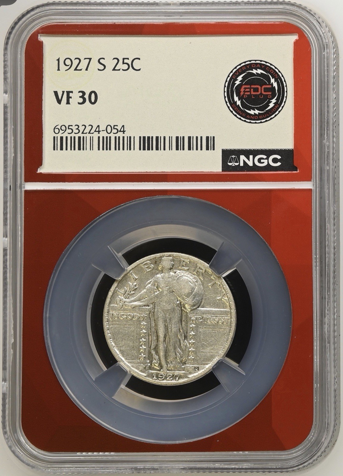 1927-S Standing Liberty Quarter NGC VF30 - EDC Red Core - Rare Key Date 1927-S Standing Liberty Quarter NGC VF30 - EDC Red Core - Rare Key Date