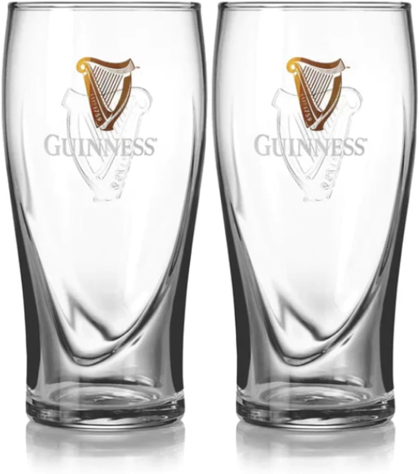 Guinness Beer Glasses Twin Pack 20oz Classic Pint Glasses for Sharing Irish