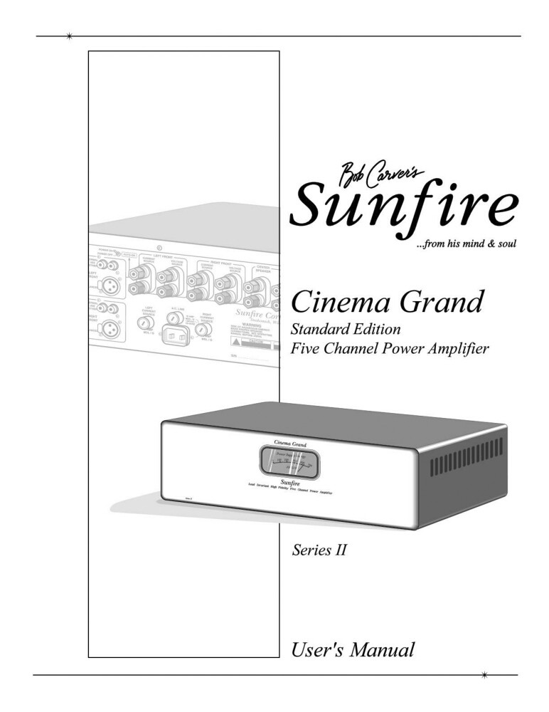 Carver Sunfire Cinema Grand series II Amplifier Owners Manual