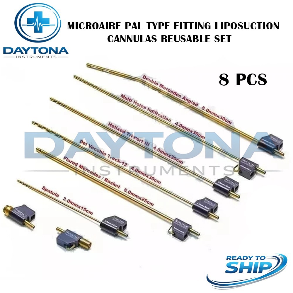 Reuseable MicroAire Type Pal Cannulas Set of 8 PCs Liposuction Cannula