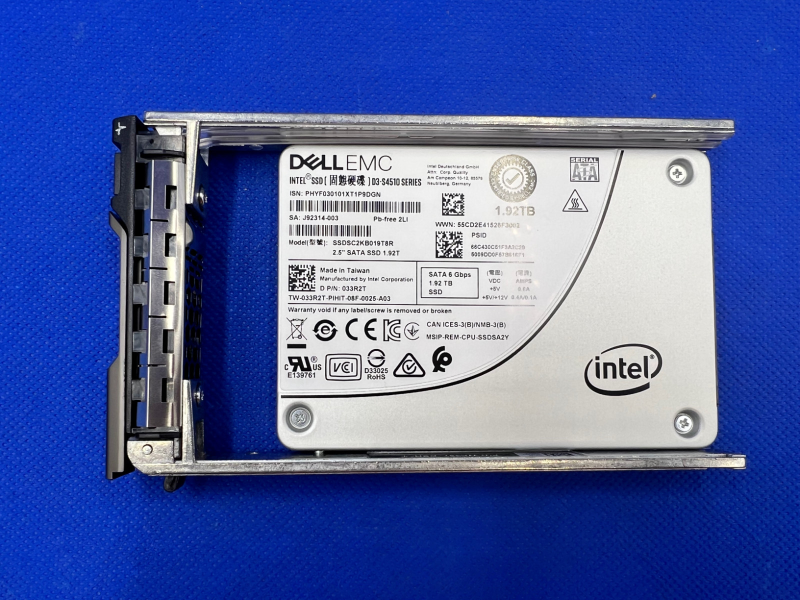 33R2T Dell Intel D3-S4510 1.92TB SATA 6Gb/s SSD SSDSC2KB019T8R