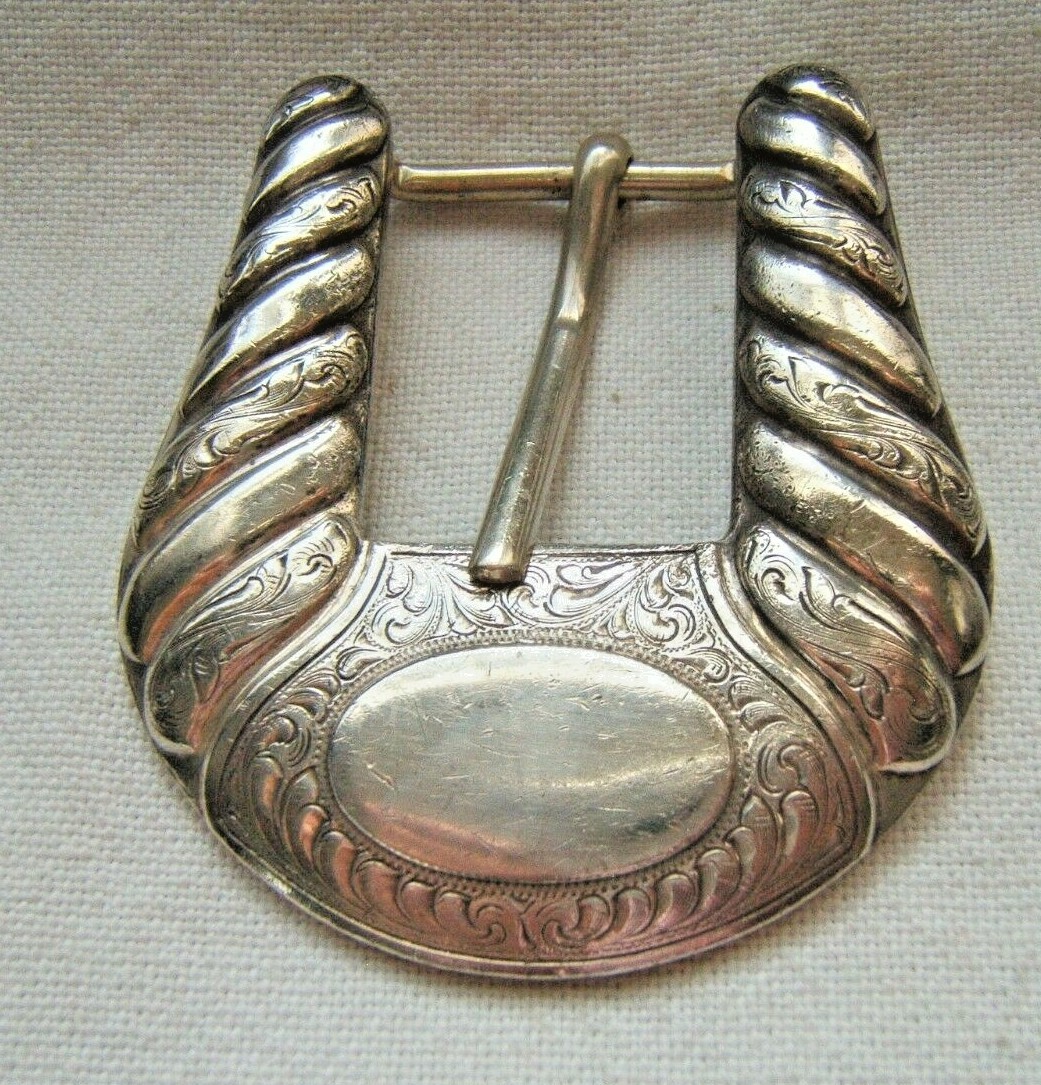 VINTAGE WAGE’S STERLING SILVER OVERLAY BELT BUCKLE LARGE 