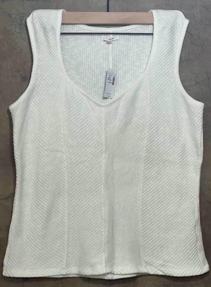 Maurices Women’s Solid White Knit V-Neck Sleeveless Tank Top Size XL