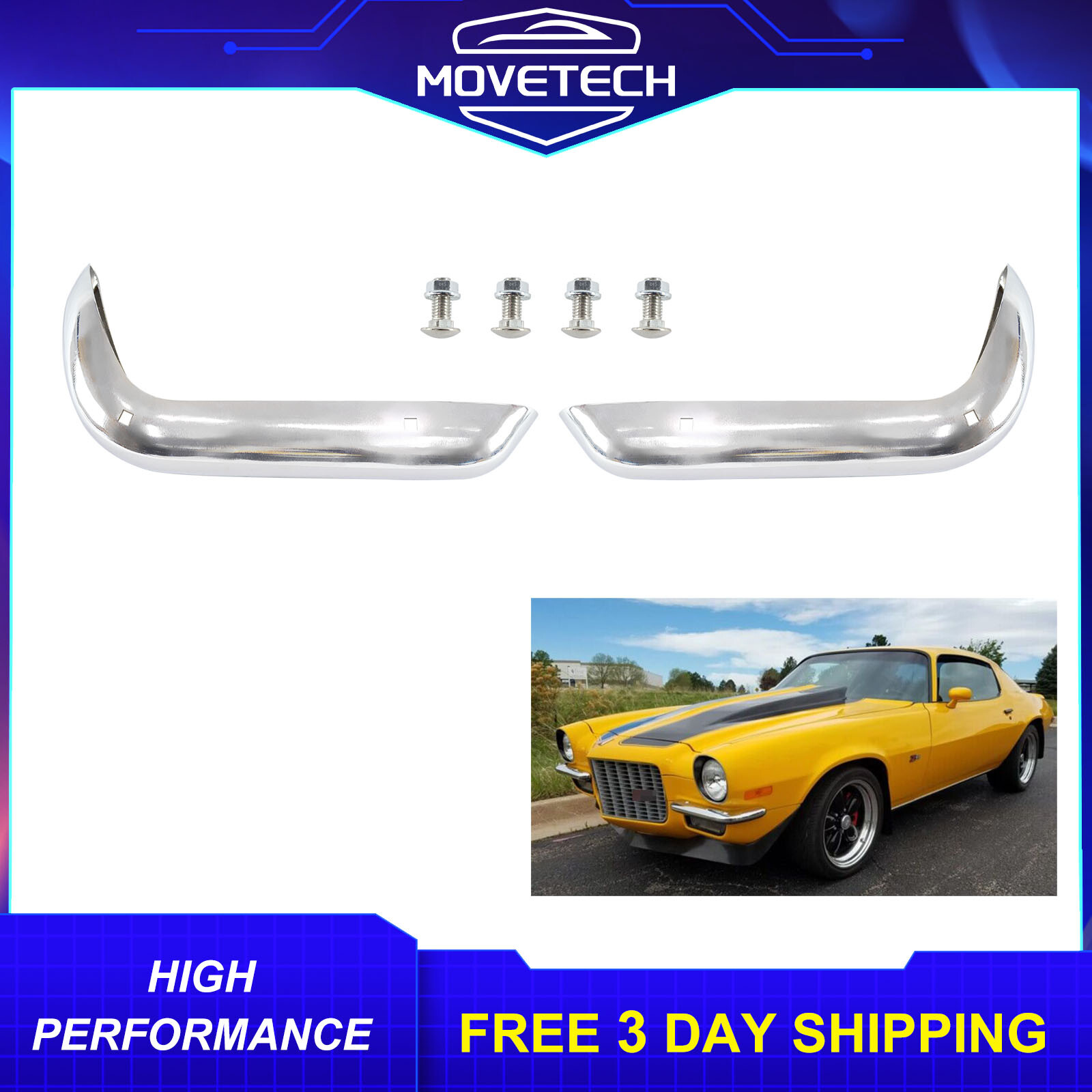 For 1970-1973 Chevrolet Camaro RS Pair(2) Front Split Bumpers Rally Sport For 1970-1973 Chevrolet Camaro RS Pair(2) Front Split Bumpers Rally Sport