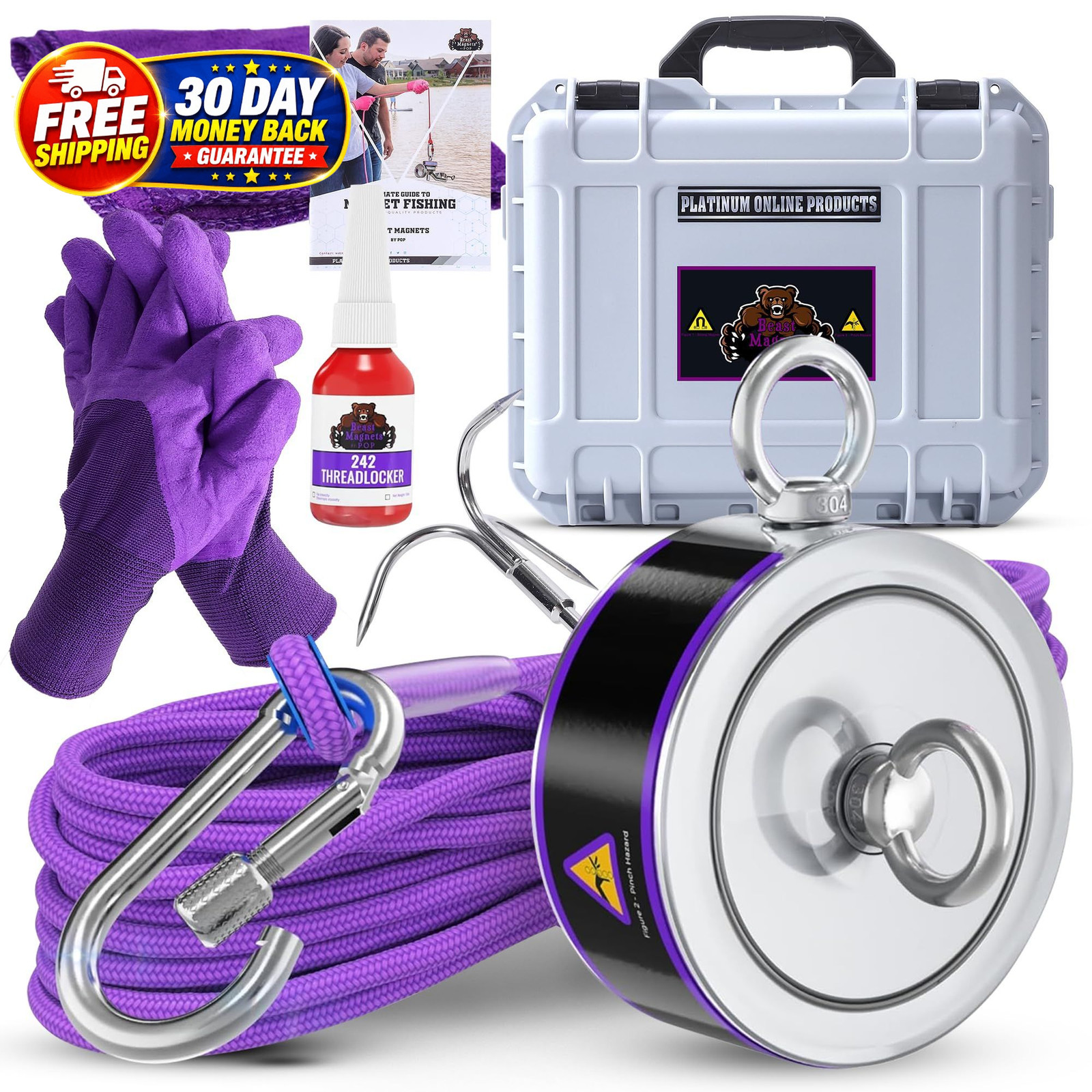 2600LB’s Complete Magnet Fishing Kit | Double Sided Fishing Magnet Kit with Case