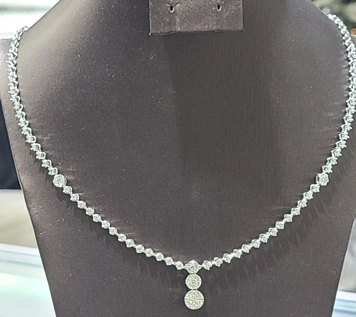DEAL 2.00 CTW GENUINE CLUSTER DIAMOND LADIES DROP NECKLACE 14K WHITE GOLD 18\
