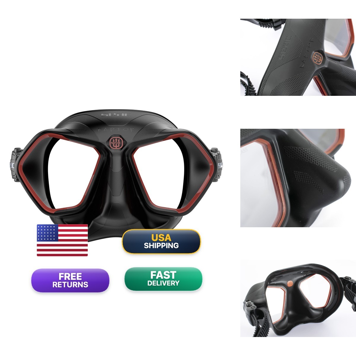 SEAC Raptor Low Volume Mask for Freediving and Spearfishing Made in Italy