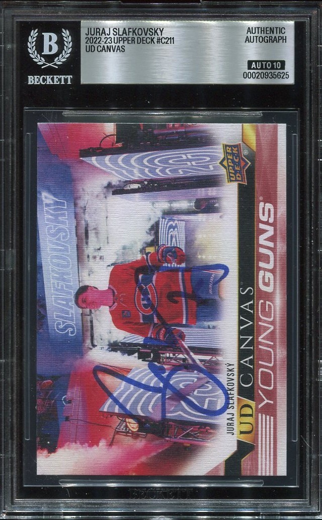 JURAJ SLAFKOVSKY signed 2022 YOUNG GUNS CANVAS ROOKIE CARD RC YG BECKETT 10 BAS JURAJ SLAFKOVSKY signed 2022 YOUNG GUNS CANVAS ROOKIE CARD RC YG BECKETT 10 BAS