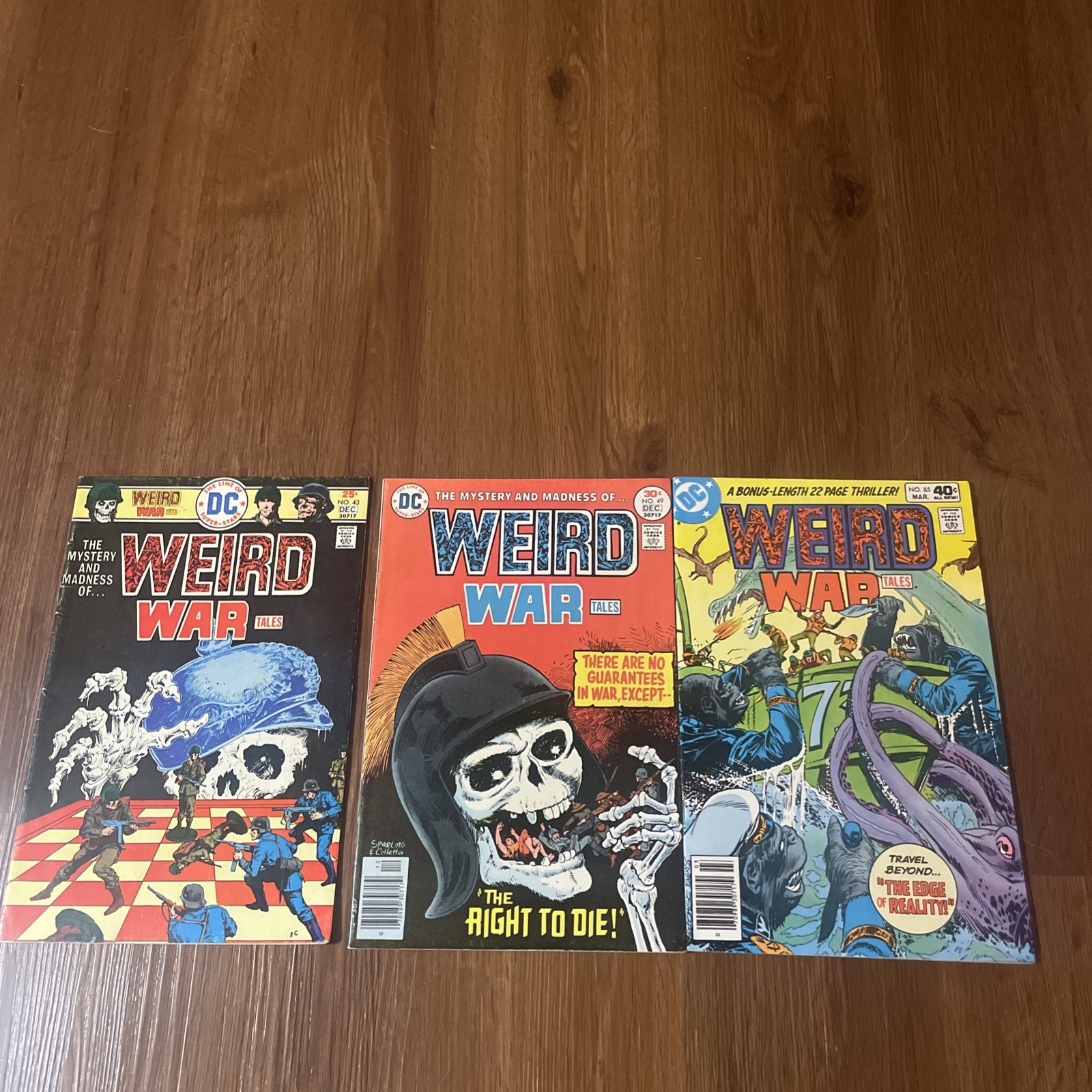 Weird War Tales Lot of 3 DC comics #43,49,85 F/VF 1976 Skull covers