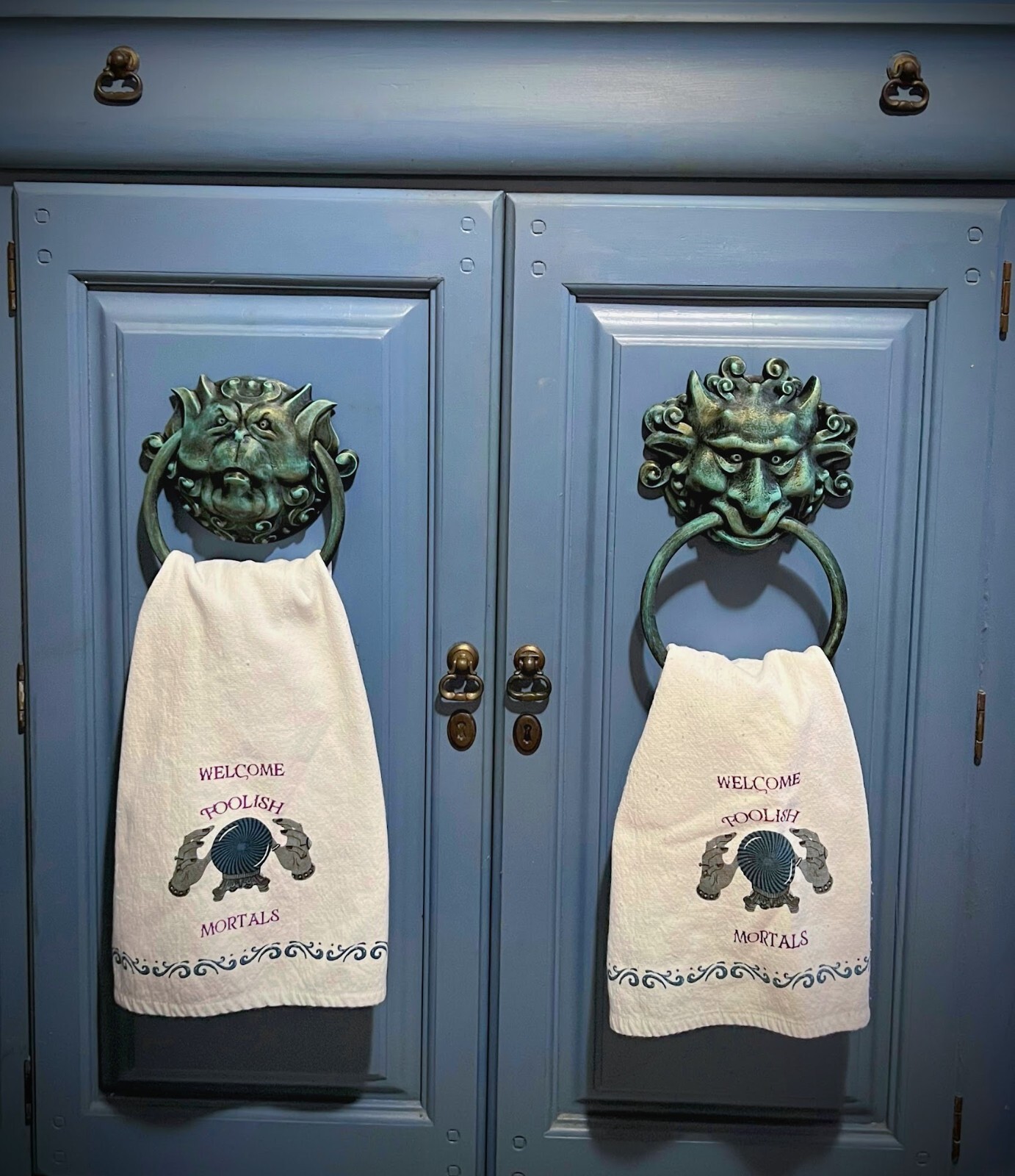 LABYRINTH Inspired Door Knocker set HAND MADE Patina XL With Mounting Holes
