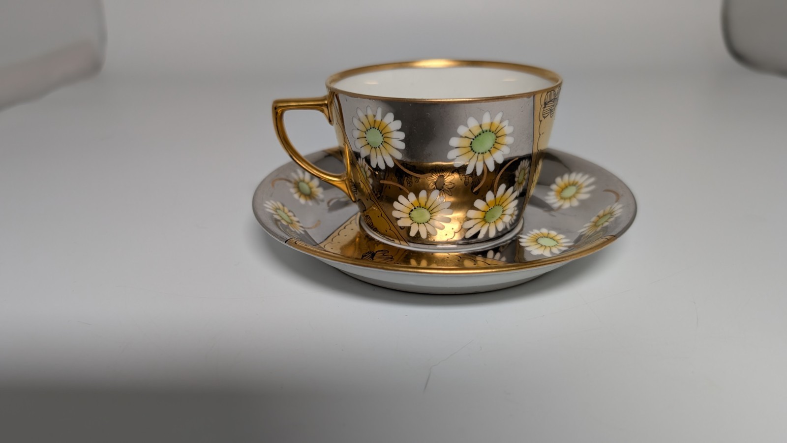Antiq Limoges porcelain teacup & Saucer by William Guerin & Co. 1910-20's France
