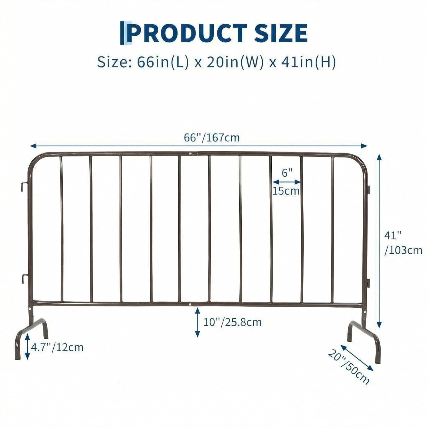 5.5/6.5/7.5ft/8.5ft Interlocking Steel Barricade Heavy Duty Metal Barricade