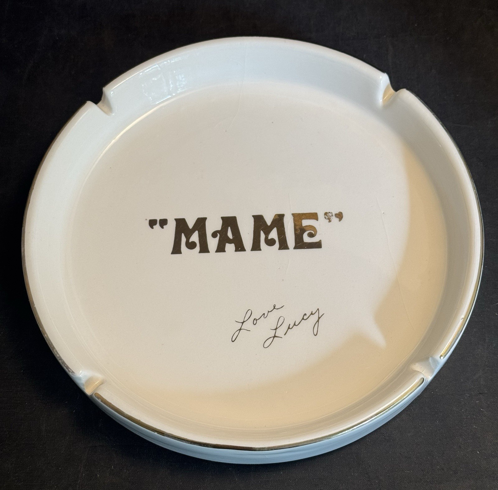RARE VTG 1974 “MAME” LOVE LUCY Ashtray (Gift From Lucile Ball To Cast & Crew)