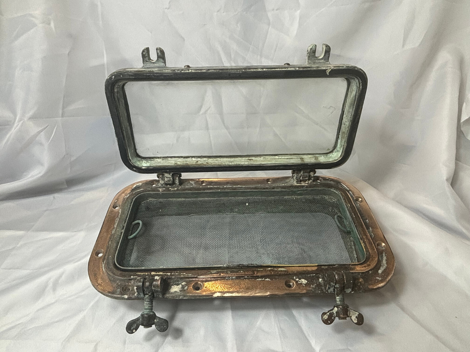 Vtg Wilcox Crittenden Brass Porthole Rounded Corner Rectangle Boat Window 14.5\