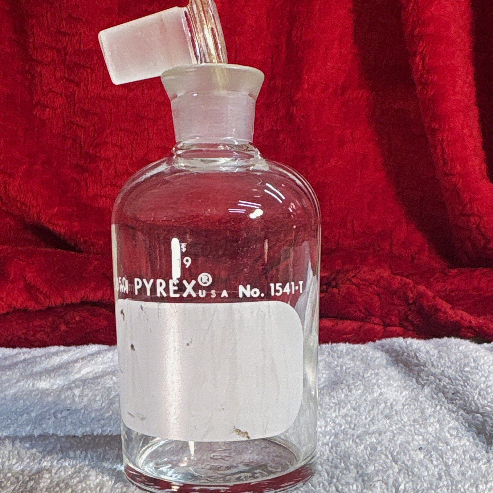 PYREX No. 1541 1L Glass Reagent Bottle with Ground Glass Stopper Vintage Rare 