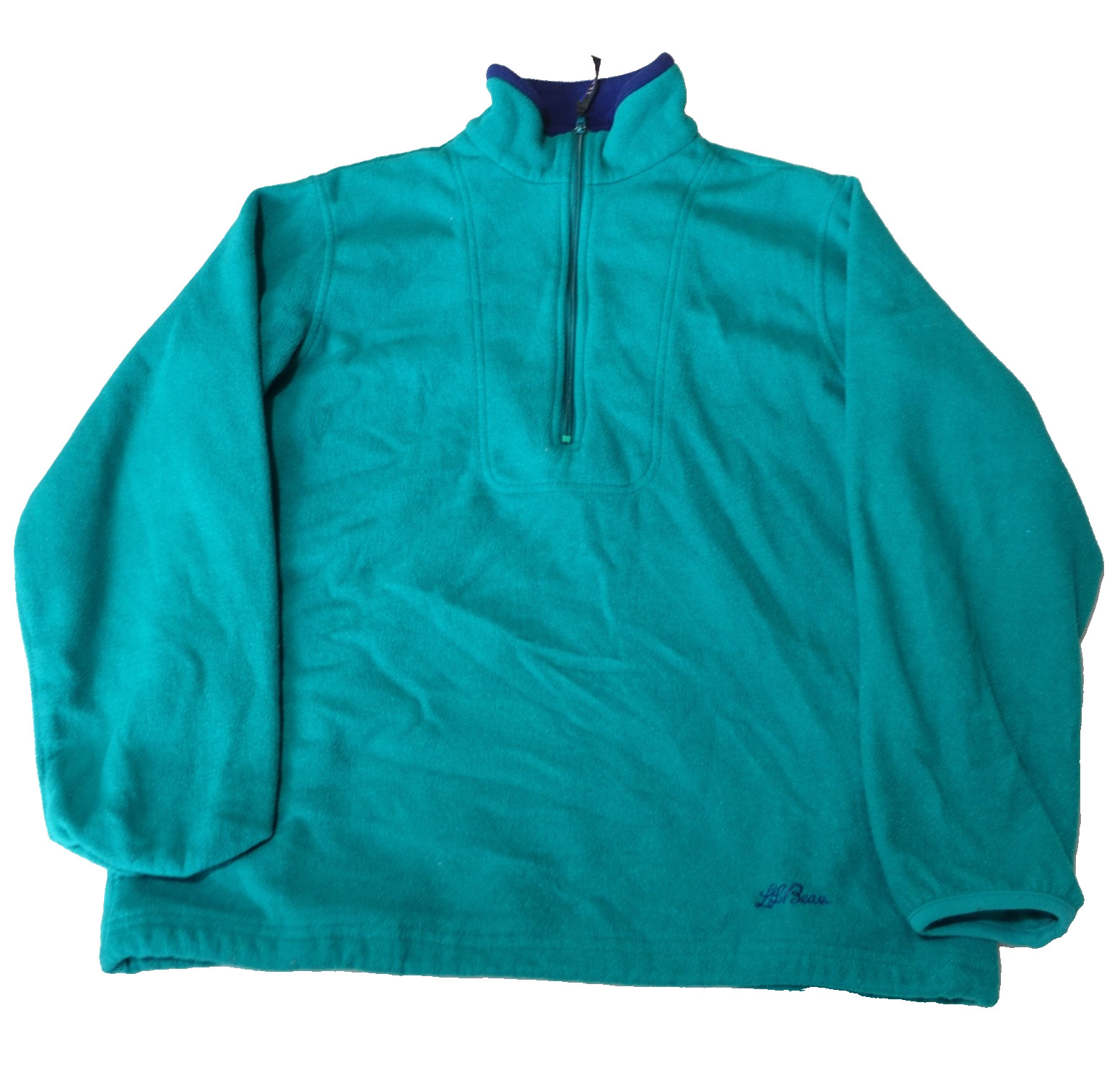 Vintage LL Bean Mens Fleece Jacket Medium Teal Freeport Maine Retro Outdoors