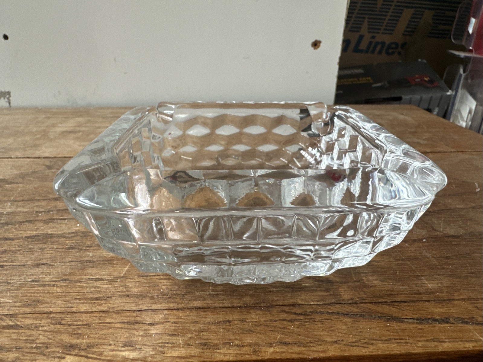 Vintage Fostoria American Glass Square Ashtray Size 4x5” Vintage Fostoria American Glass Square Ashtray Size 4x5”