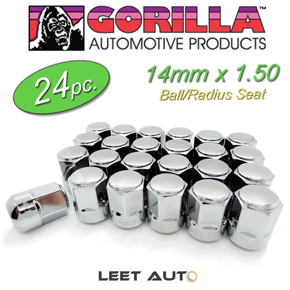 (24pc.) Gorilla Lug Nuts, Chrome, Honda Acura Ball/Radius Seat, 14x1.50, 38148 (24pc.) Gorilla Lug Nuts, Chrome, Honda Acura Ball/Radius Seat, 14x1.50, 38148
