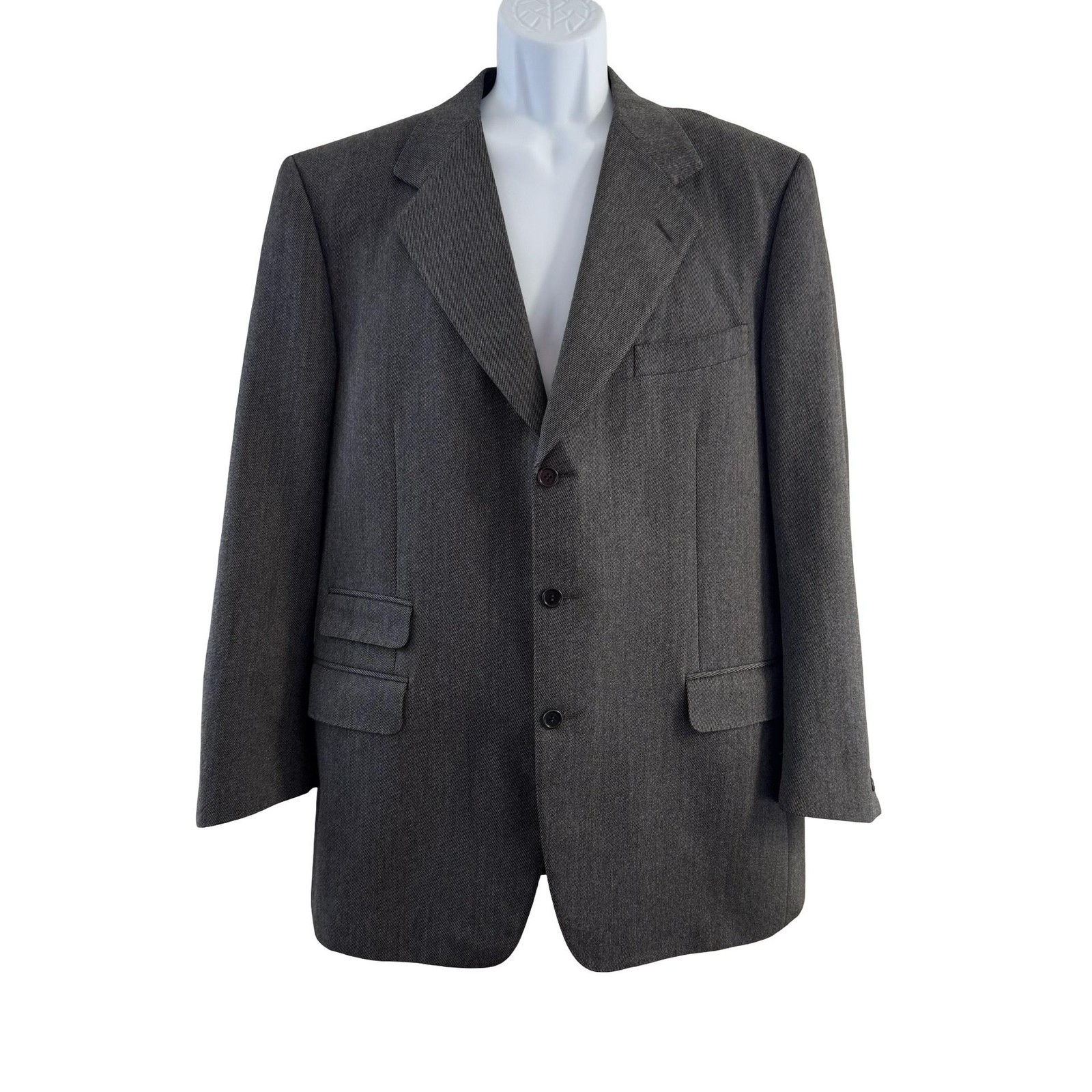 Canali Blazer Mens US 44 Gray 100% Wool Made In Italy Barneys Three Button Coat