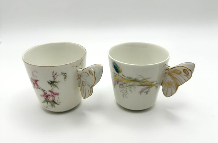 Haviland & Co. Limoges- Antique Butterfly Handle Demitasse - Espresso Cups