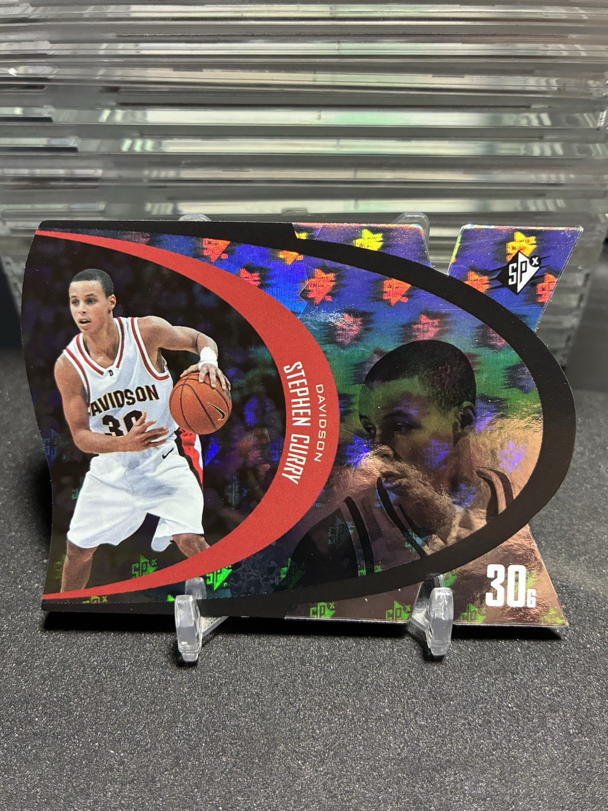 2014 UPPER DECK SPX STEPHAN CURRY #97-22 DIE CUT HOLOGRAM DAVIDSON SSP WARRIORS 2014 UPPER DECK SPX STEPHAN CURRY #97-22 DIE CUT HOLOGRAM DAVIDSON SSP WARRIORS