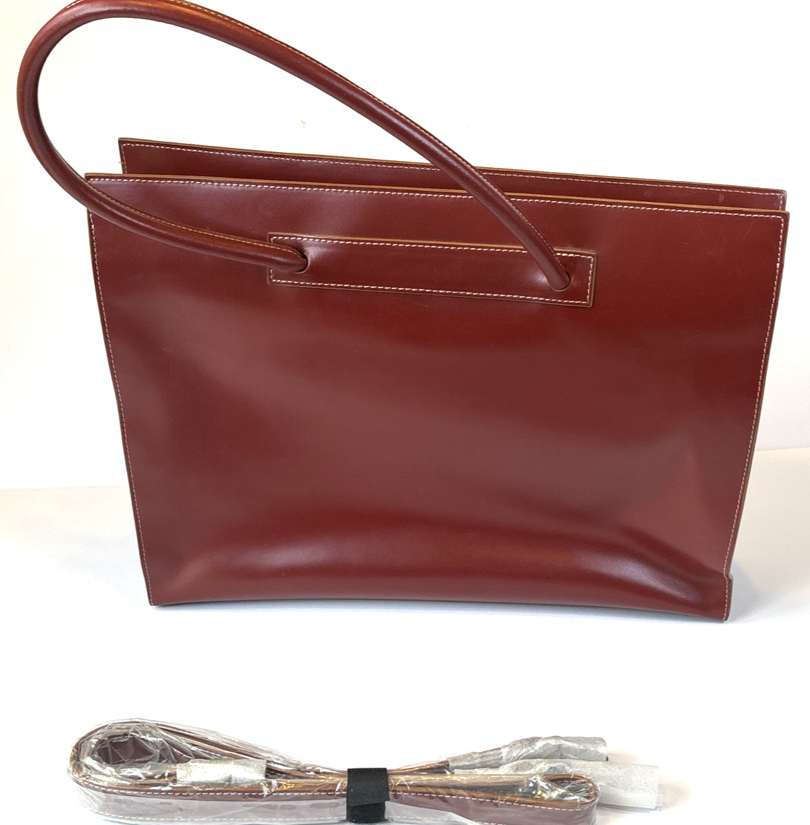 Lodis Audrey East-West Tote Brera Red Leather Briefcase Laptop Bag LNWOT + Strap