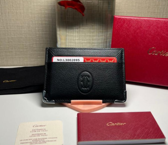 Cartier Must de Cartier Men's Black Calfskin Card Wallet Luxury Leather NIB