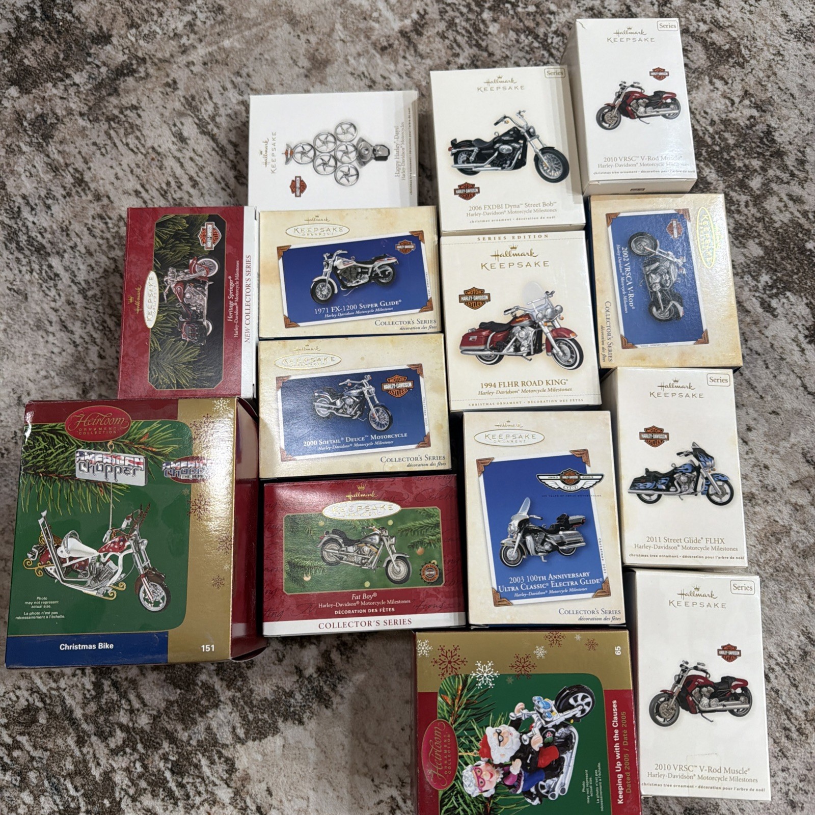 Hallmark Keepsake Harley-Davidson Motorcycle Christmas Ornaments, Lot of 14