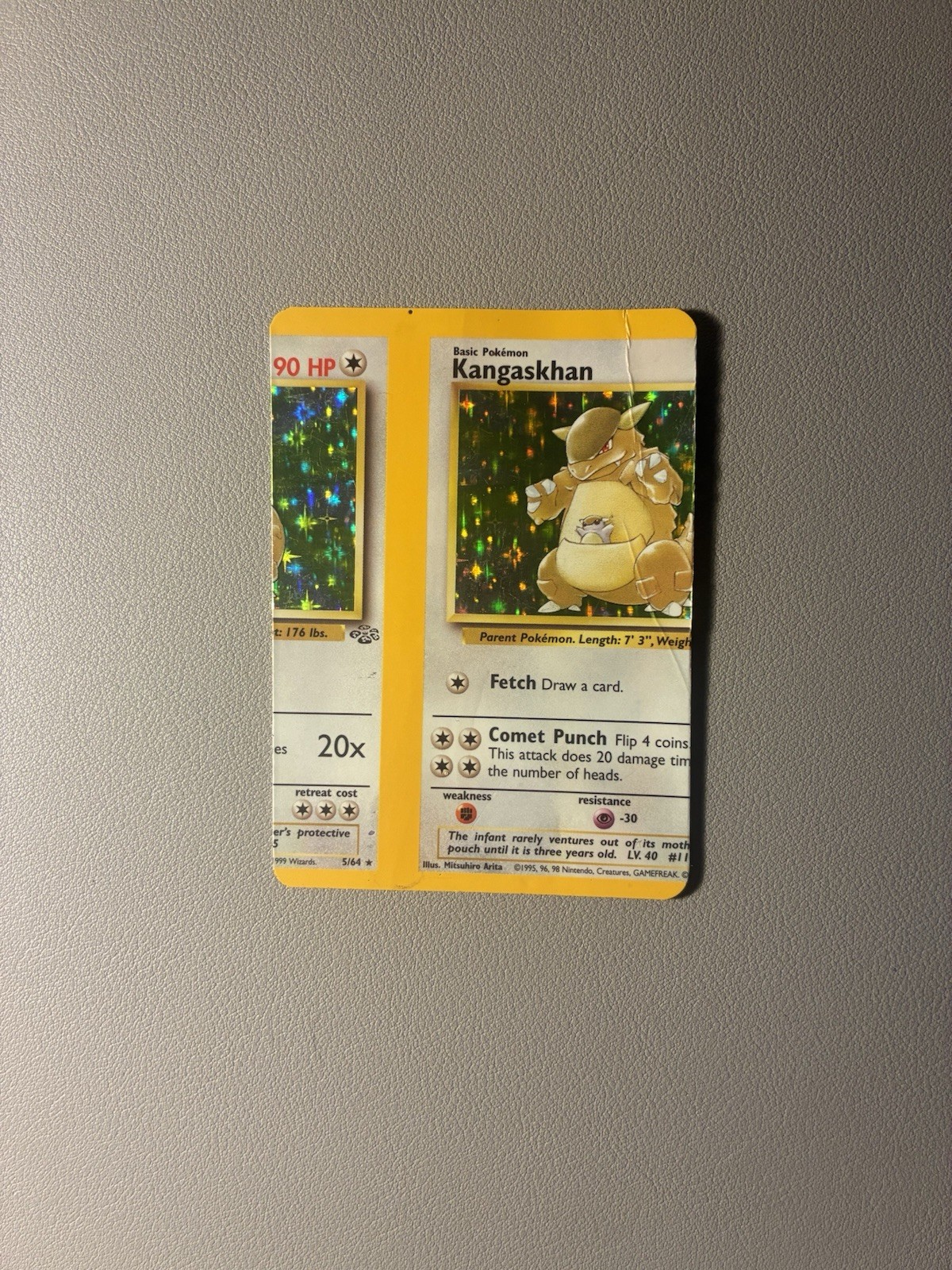 1999 Pokémon TCG Jungle Holo Error Miscut NFC Kangaskhan Rare Vintage Card 1999 Pokémon TCG Jungle Holo Error Miscut NFC Kangaskhan Rare Vintage Card