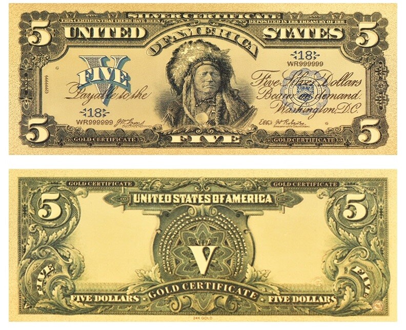 1899 SILVER CERTIFICATE INDIAN CHIEF $5 Rep.*Banknote 1899 SILVER CERTIFICATE INDIAN CHIEF $5 Rep.*Banknote