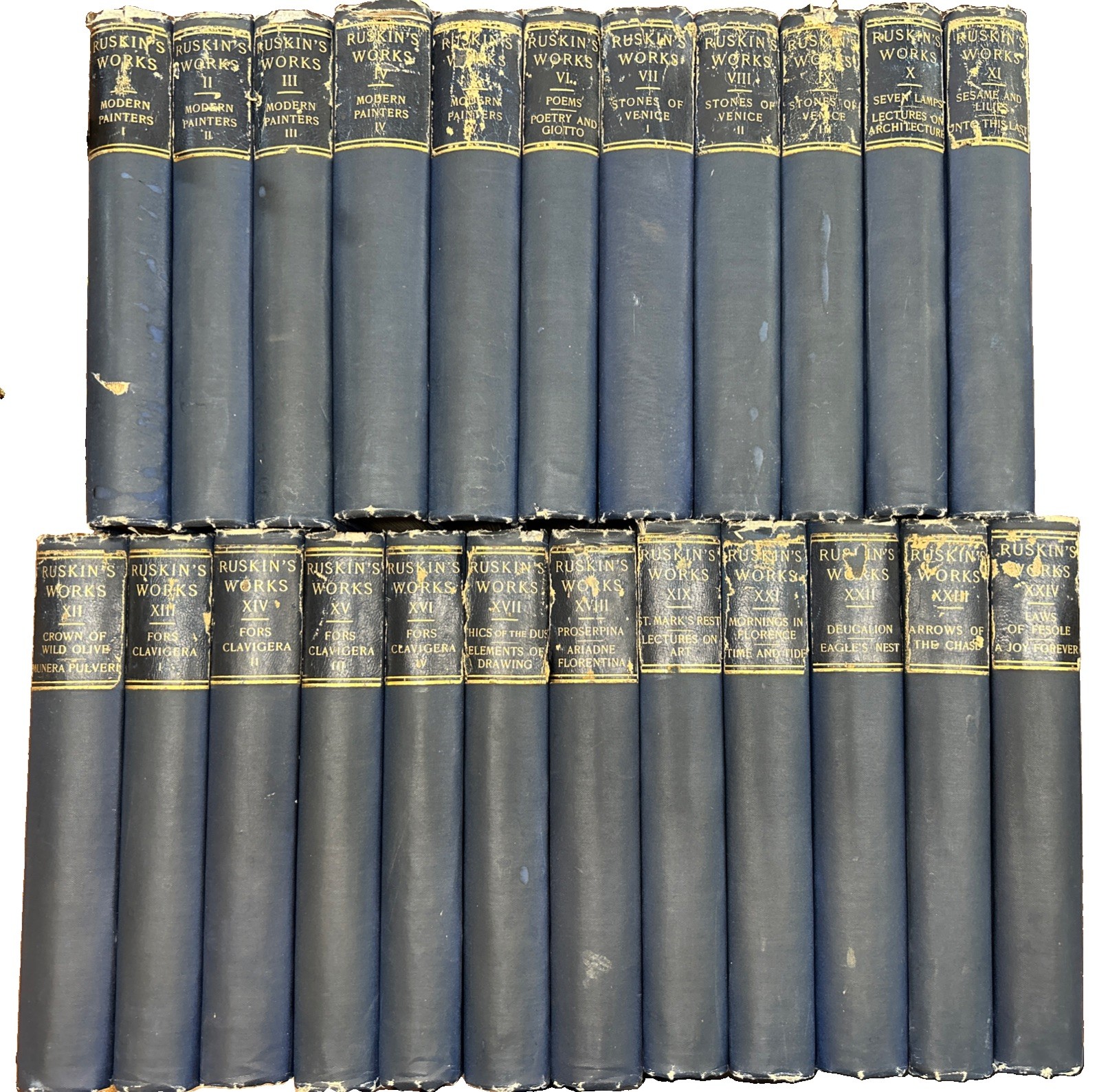 John Ruskin, Works, 23 Vol Incomplete Set, John W. Lovell, Antique, c. 1880s
