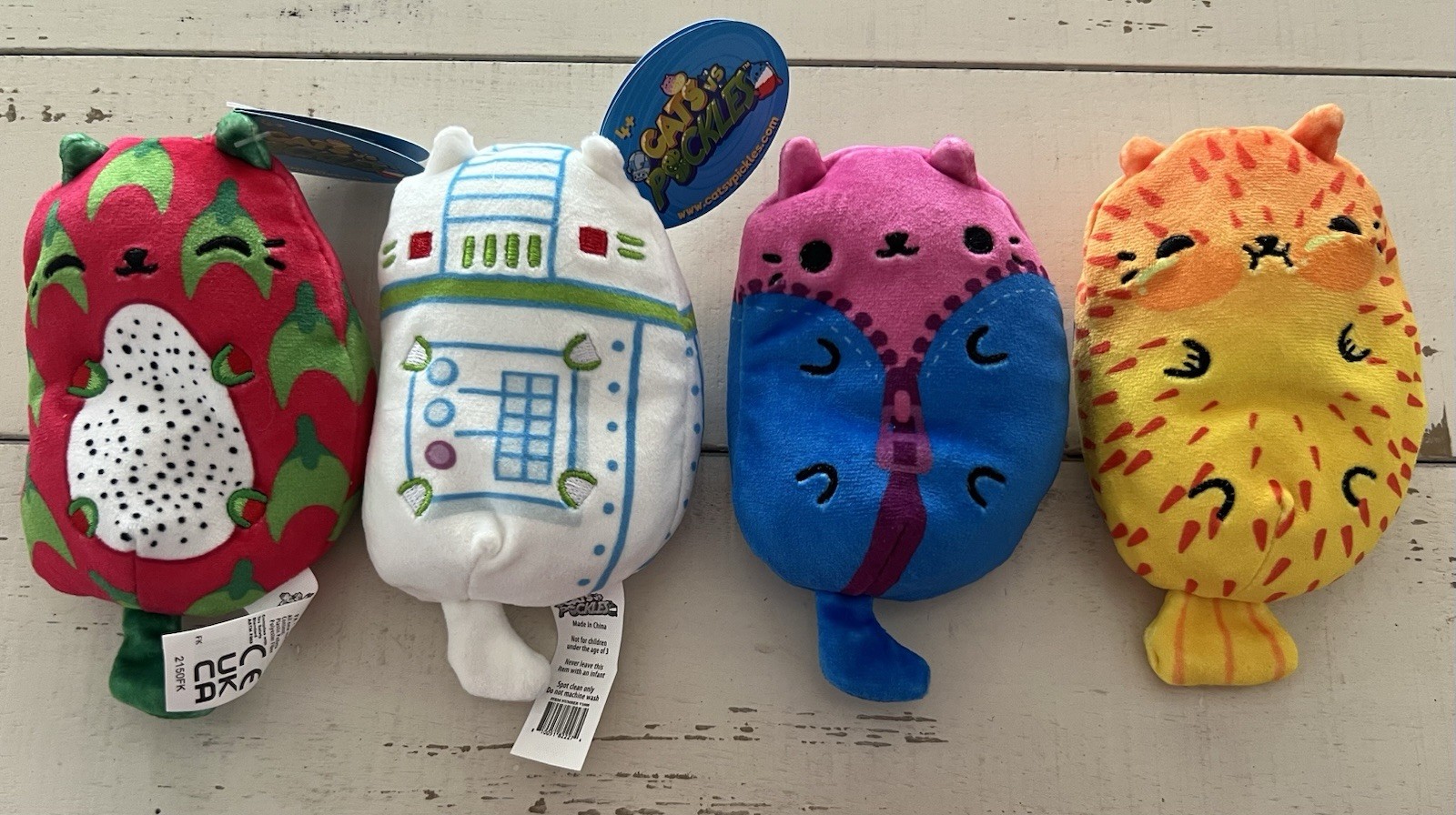 Cats vs Pickles Plush Lot Set of 4 Dragon Fruit Robot Butterfly Sun Cat Toys