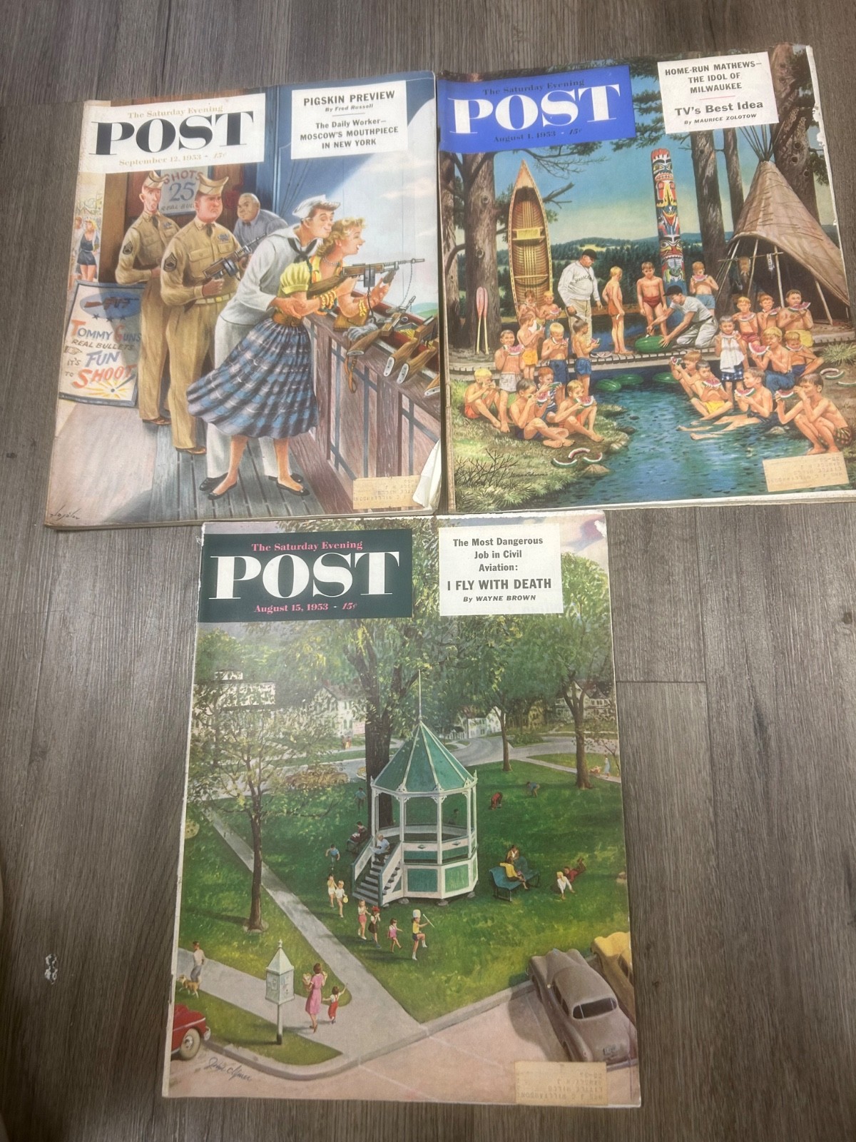 Saturday evening, post 1953 lot of 3 August one August 15 September 12 good cond
