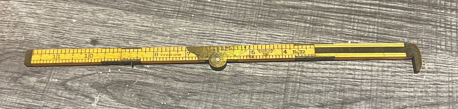 Antique 1921-1922 Stanley Sweetheart # 32 Folding Ruler Boxwood & Brass