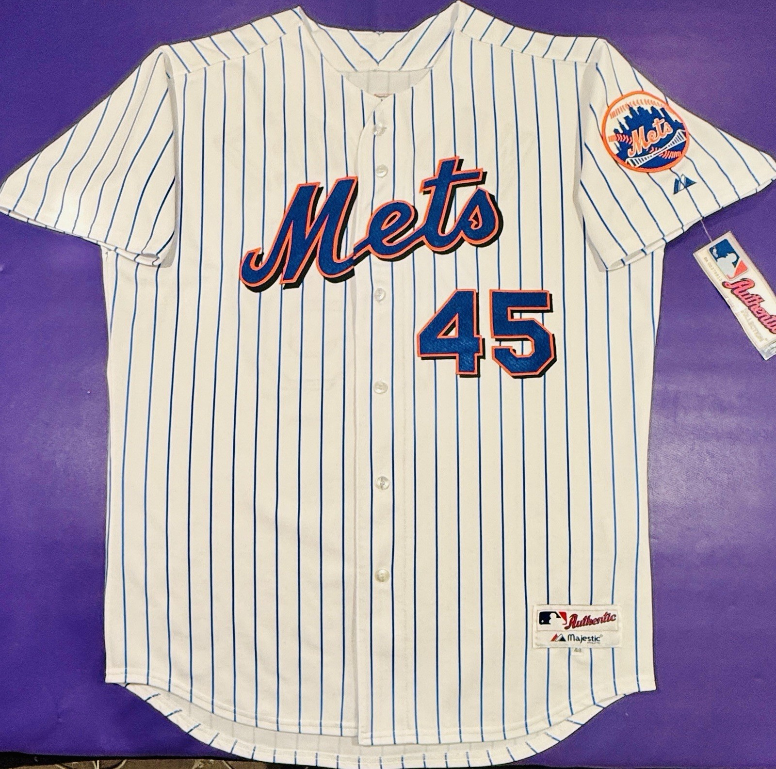 Authentic Pedro Martinez #45 New York Mets Pro Cut On Field Majestic Jersey 48 Authentic Pedro Martinez #45 New York Mets Pro Cut On Field Majestic Jersey 48