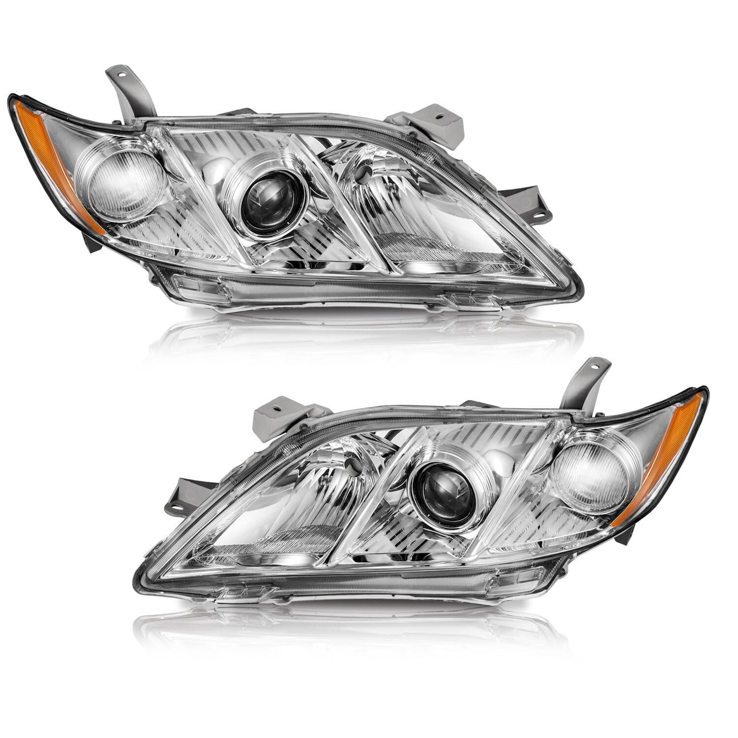 WEELMOTO Headlights Headlamps Pair Driver Passenger For 2007-2009 Toyota Camry