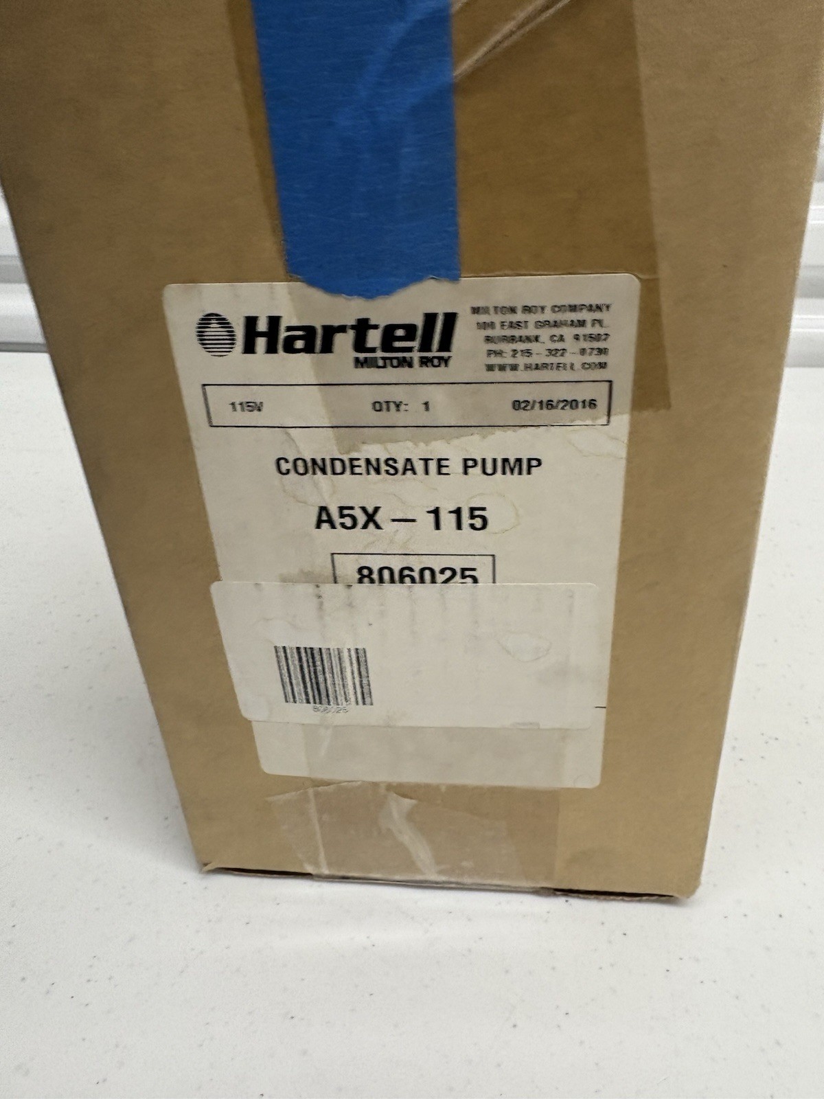 Hartell A5X-115 Condensate Pump 115V 1/2HP 9.57 GPM for Liebert HVAC NEW